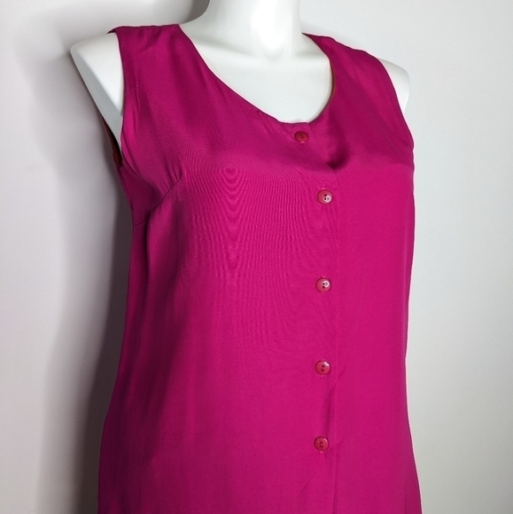 NWT Vintage Barrie Morgan pink orange sleeveless button up top 14 - Picture 2 of 9